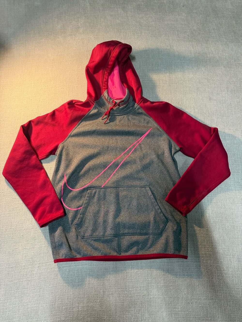 Nike Dri-FIT Women's Colorblock Pullover Hoodie Gray and Pink